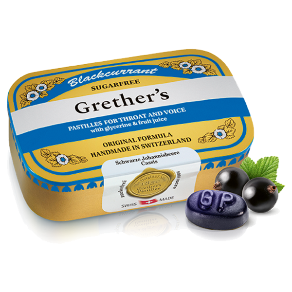 Grethers Blackcurrant Pastillen ohne Zucker 110 g