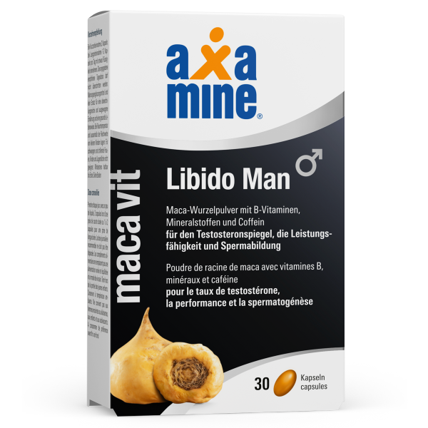 Axamine Libido Man Maca-Wurzelpulver mit B-Vitaminen, Mineralstoffen und Coffein