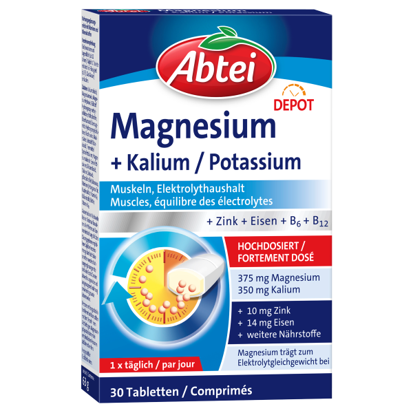 Abtei Magnesium + Kalium für Muskeln und Energiestoffwechsel - hochdosiert