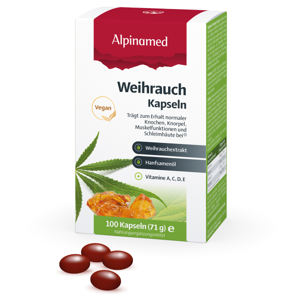 Alpinamed Weihrauch Kapseln mit Hanfsamenöl , Vitamin A,C, D und E