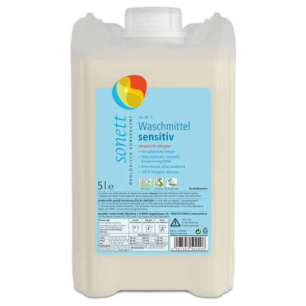 Sonett Waschmittel sensitiv 30°-95°C Kanister 5 Liter