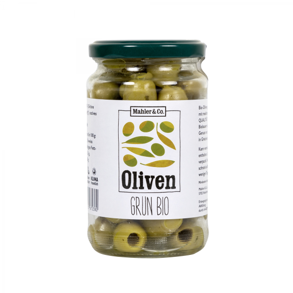 MAHLER grüne Oliven Bio ohne Stein 170 g