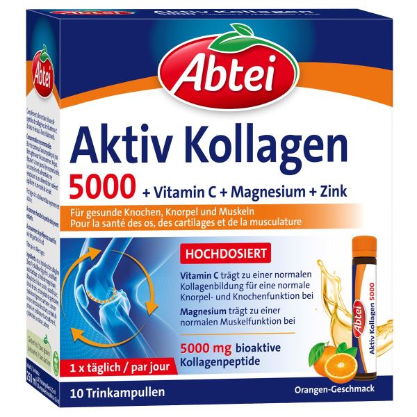 Abtei Aktiv Kollagen 5000 + Vitamin C + Magnesium + Zink für gesunde Knochen, Knorpel und Muskeln