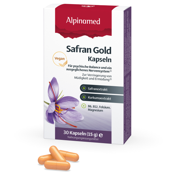 Alpinamed Safran Gold Kapseln für psychische Balance und mehr Ausgeglichenheit
