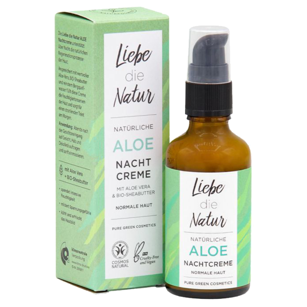 Pure Green Liebe Natur Nachtcreme Aloe Vera Dispenser 50 ml