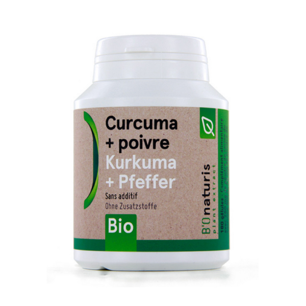 Bionaturis Kurkuma + Pfeffer Bio Kapseln 260 mg 180 Stück