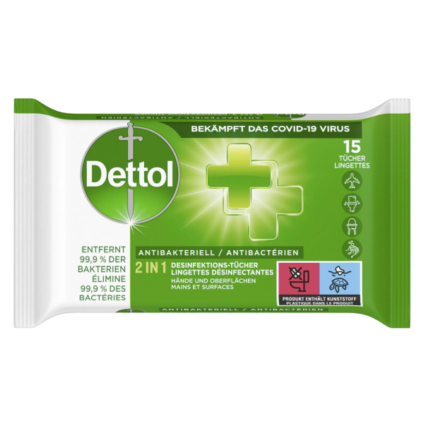 Dettol 2 in 1 Desinfektions-Tücher für Hände und Oberflächen