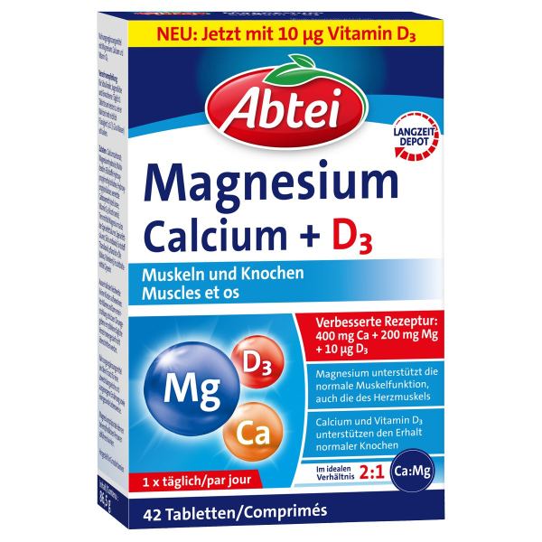 Abtei Magnesium Calcium + D3 Muskeln und Knochen