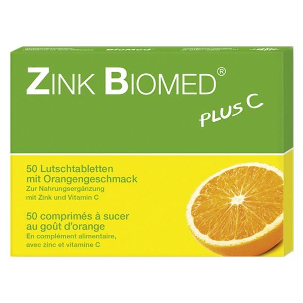 Zink Biomed plus C Lutschtabletten mit Orangenaroma 50 Stück