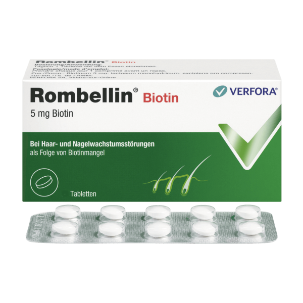 Rombellin Biotin 5 mg unterstützt und reduziert Haarausfall